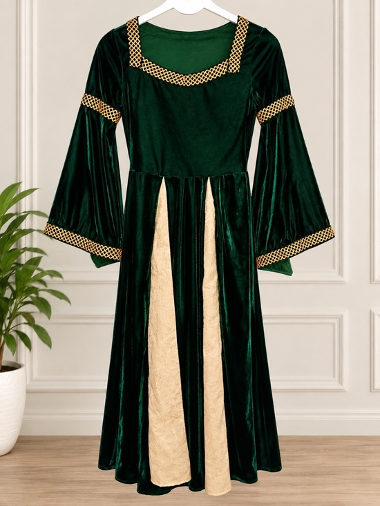Source Unknown Other - Emerald Green Velvet Medieval-Inspired Costume Dress Girls Size M